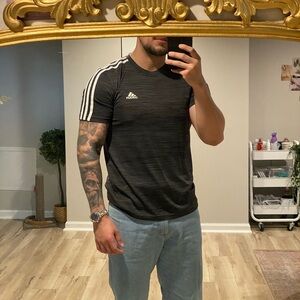 Adidas grey Tee with White Shoulder Stripes